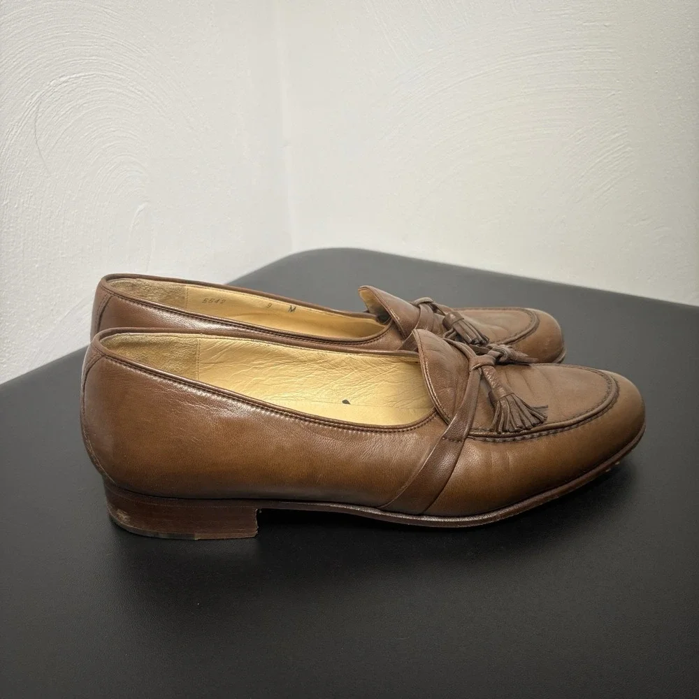BRAGANO Cole Haan Men's Brown Tassel Loafers Dress Shoes Sz 9 M Leather Italy
